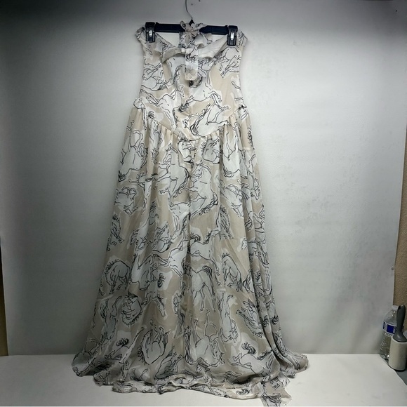 Nasty Gal ruffle kayhole stallion print Halter Maxi Dress Sz 6 nwt - Picture 3 of 12